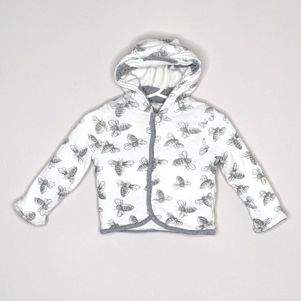 Burt's Bee Baby Reversible Bee Print Stripe Coat Jacket 6-9m